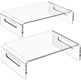 Zimilar Confezione Da 2 Supporti Per Monitor In Acrilico Trasparente – 30x19,9 Cm, Altezza 8,5 Cm, Portata 20 Kg, Per Computer E Stampanti