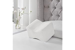 Sleep Philosophy Memory Foam Pillow Ergonomic Support Cushion with Machine Washable, Removable Super Soft Cover, White Knee 11" L x 8.5" W x 7" D