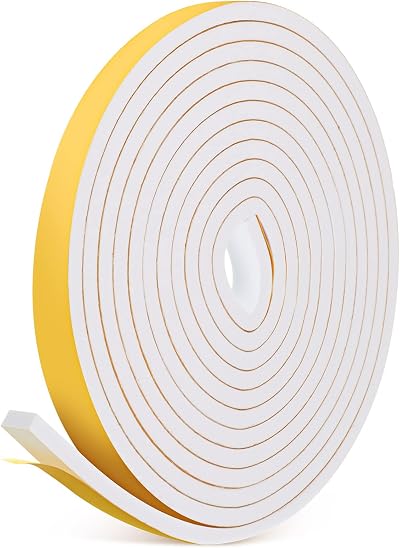 BBTO Window Draft Excluder Tape 4m Self Adhesive Foam Weather Stripping White