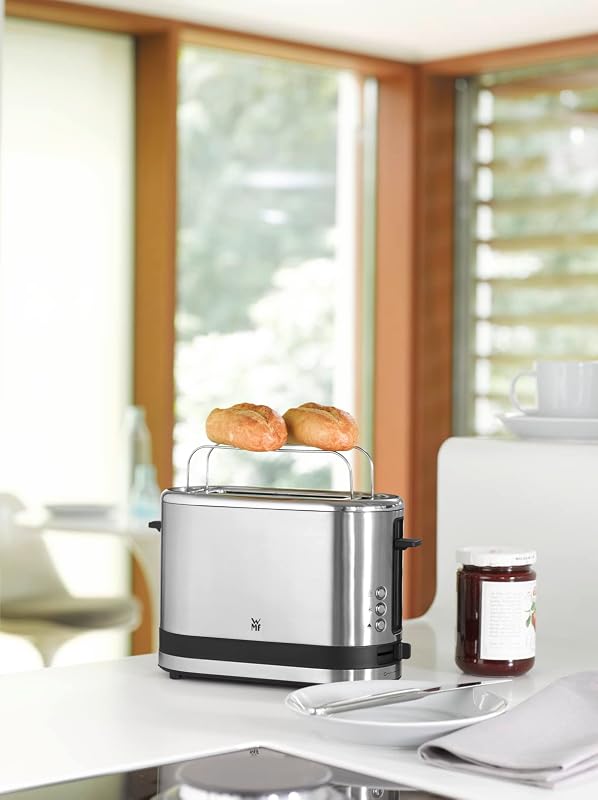 KITCHENminis Grille-Pain, 1 Fente, 600W, Design Extra Compact, 7 niveaux de Brunissage, Réchauffe Viennoiserie, Inox Cromargan Haute Qualité 0414100011