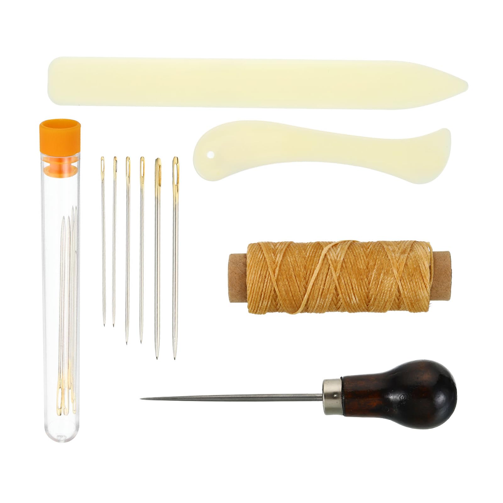 PATIKIL Bookbinding Kit, 11 Pieces Bookbinding Supplies Hand Book Binding Tool with Bone Folder Paper Creaser Waxed Thread Awl Large-Eye Needles