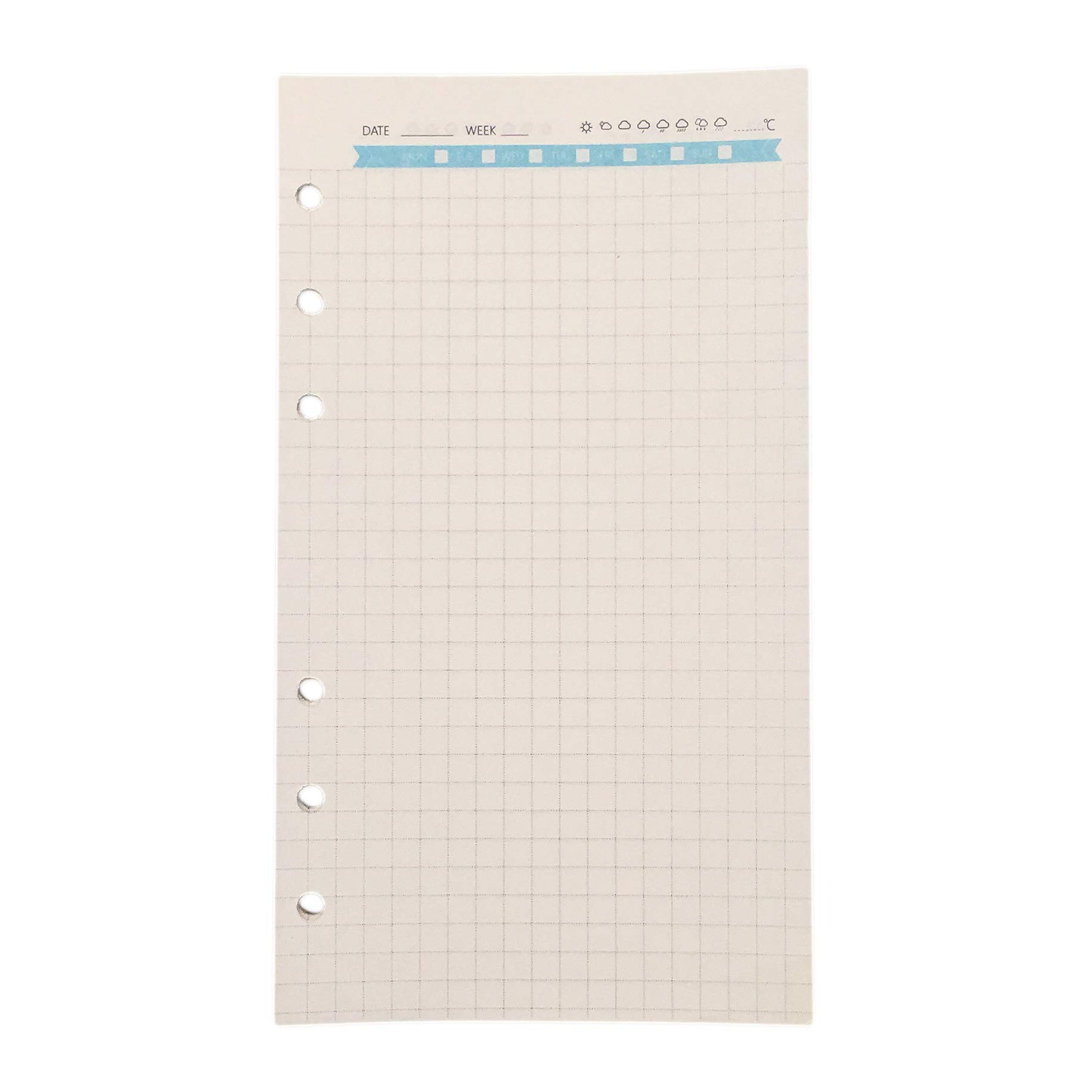 Zelten Refills/Loose Leaves for A6 Cover Ring Binder/Personal Organiser/Planner(A6 6 Holes, Grid Graph Blue) โ image 1
