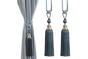 Melodieux Curtain Tiebacks Antique Tassels Holdbacks, Set of 2,Navy