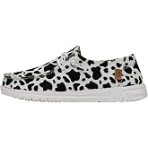 HEYDUDE Women's Wendy Milky Way Slip On Loafer | Cow Print | Removable Memory Foam Insole, Flex And Fold Outsole, Machine Washable, Odor And Sweat Reducing Insole, Printed Lining