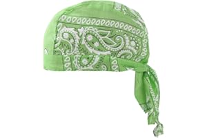SURAKEY Sweat Wicking Doo Rag Cooling Dew Rag Helmet Liner Motorcycle Head Wrap Bandana Skull Caps Turban Headwear for Men and Women (Light Green)