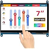 ELECROW 7 Inch 1024&times;600 Touchscreen for Raspberry Pi: IPS Capacitive Touch Screen LCD Display, Mini Portable Monitor Compatible with Raspberry Pi 5/4/3 BB Black Banana Pi Windows 11/10/8/7 Driver Free