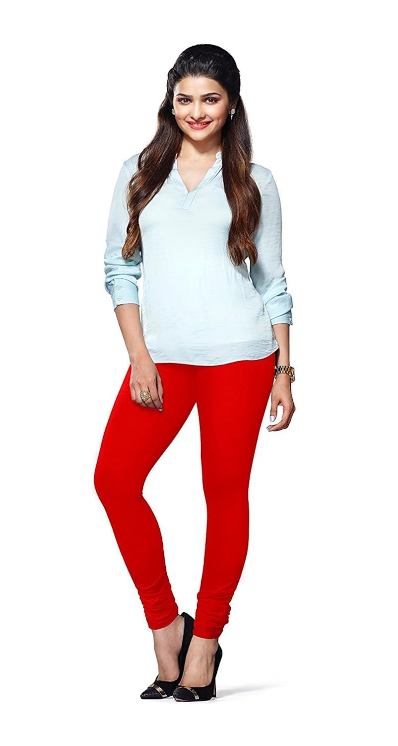 lux-lyra -beige & red cotton churidar leggings