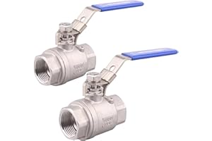 DERNORD 2 Pack Stainless Steel 304 Ball Valve, Full Port Heavy Duty for WOG with Locking Device (1" NPT)