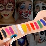 POFET 15 Color Non-Toxic Face Paint Palette with Brush Kids Halloween Art Show view 6