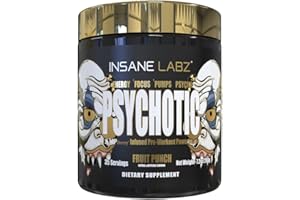 Insane Labz Psychotic Gold, High Stimulant Pre Workout Powder, Extreme Lasting Energy, Focus, Pumps and Endurance with Beta Alanine, DMAE Bitartrate, NO Booster