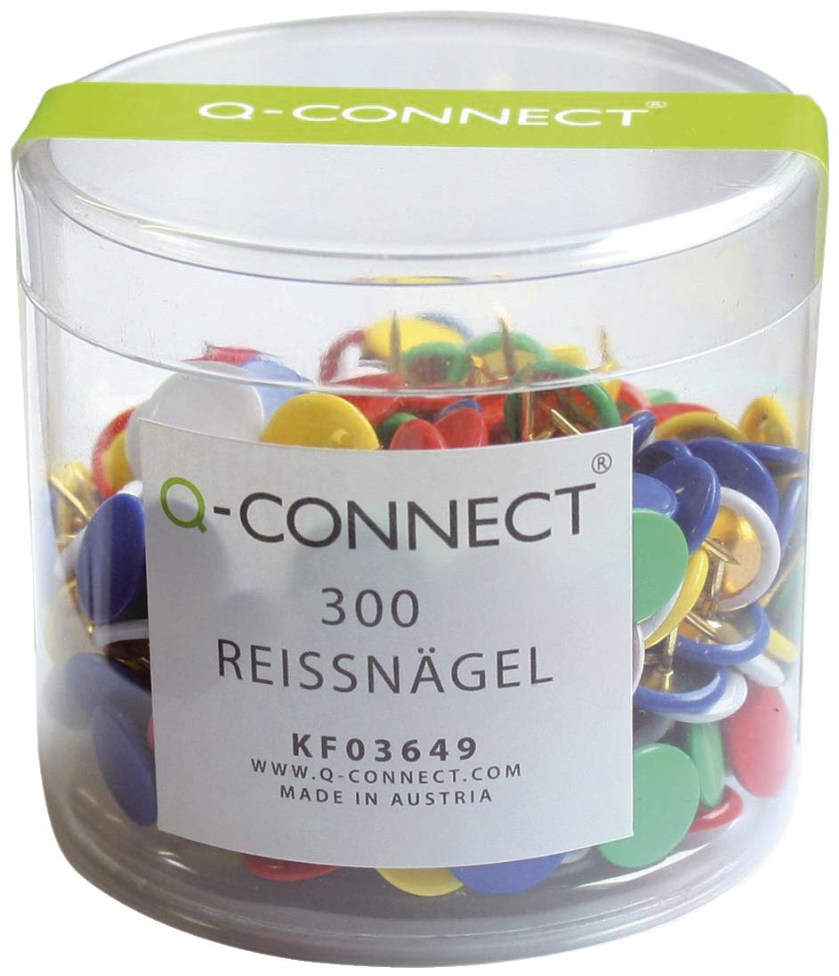 Pinezki klasyczne Q-CONNECT w plastikowym sloiku 300 sztuk Mix kolorów