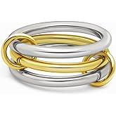 DURSI Silver Gold Stackable Rings for Womens Connected Band Thumb Ring Set Stack Statement Dainty Wedding Ring