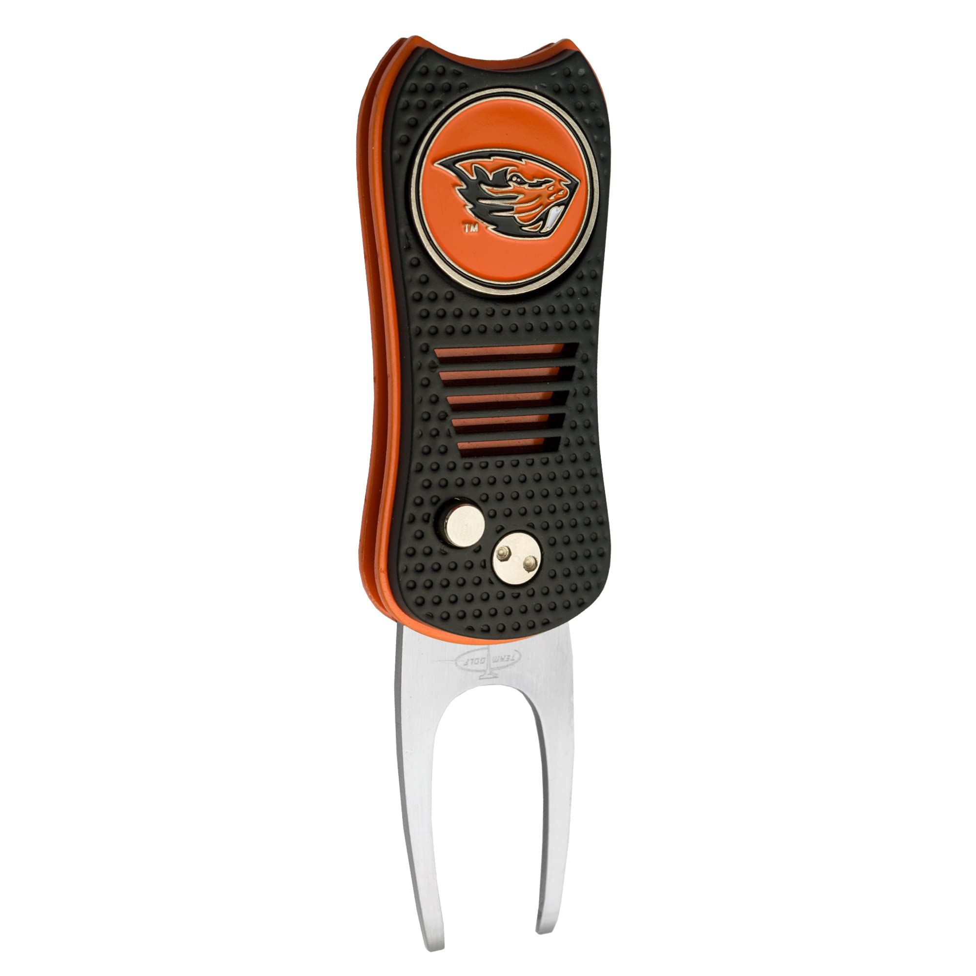 Team Golf NCAA Oregon State Beavers Retractable Divot Tool with Double-Sided Magnetic Ball Marker, Features Patented Single Prong Design, Causes Less Damage to Greens