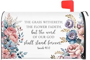 TOUNER The Grass Withereth The Flower Fadeth Bible Verse Mailbox Covers, Christian Magnetic Letter Box Wrap, Christian Jesus Post Box Decor for Outdoor Garden Yard, Mailbox Decor Gifts for Friends