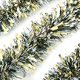 Alonsoo 3Pcs x 6.6ft Christmas Tinsel Garland, Christmas Tree Ornaments Home Party Classic Shiny Sparkly Ceiling Hanging Decorations,3.6 inch Wide Filaments Gold.