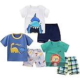 Vagefun Baby Boy Shorts Set - Toddler Summer Clothes with Dinosaur Cotton Tops + Shorts Outfits Clothing 6 Months-4 Year