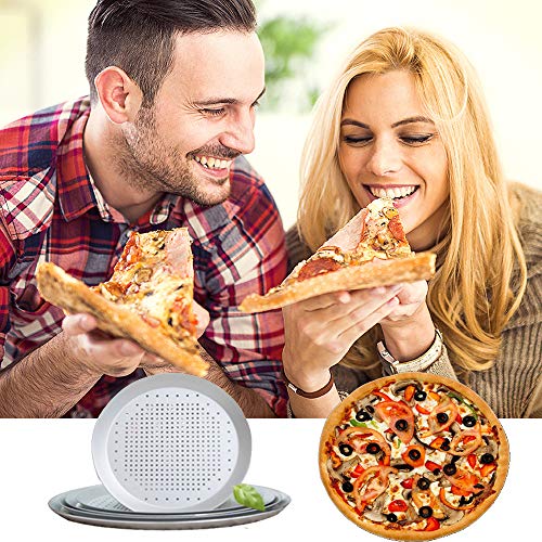 Perforated Pizza Pan 9 Inch, Non-stick Vented Pizza Baking Tray With Holes, Round Pizza Oven Tray Tools Kitchen Cooking Pan Kitchen Accessories (9 Inch - Holes) - Thumbnail 5