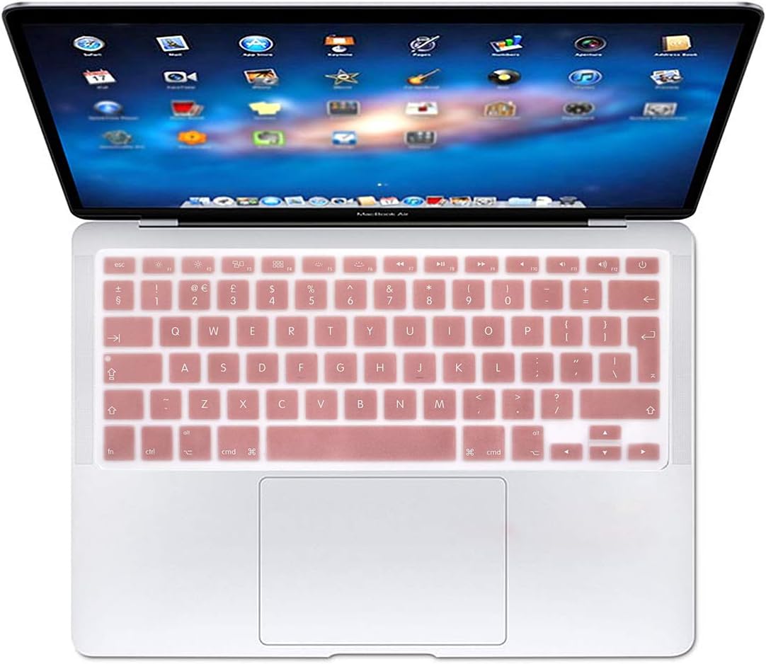 MMDW EU/UK Silicone Keyboard Cover for Macbook Pro 13 Inch,15 Inch (with or without Retina Display,2015 or Older Version) for Macbook Old Air 13 Inch,Rose Gold - Image 4