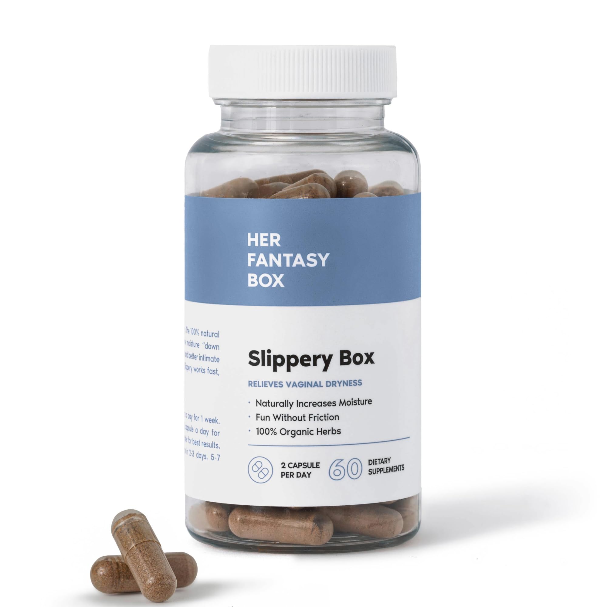 Her Fantasy Box | Slippery Box | Fast-Acting Slippery Elm Capsules for Feminine Wellness & Intimate Moisture Support – 60 Vegan Capsules