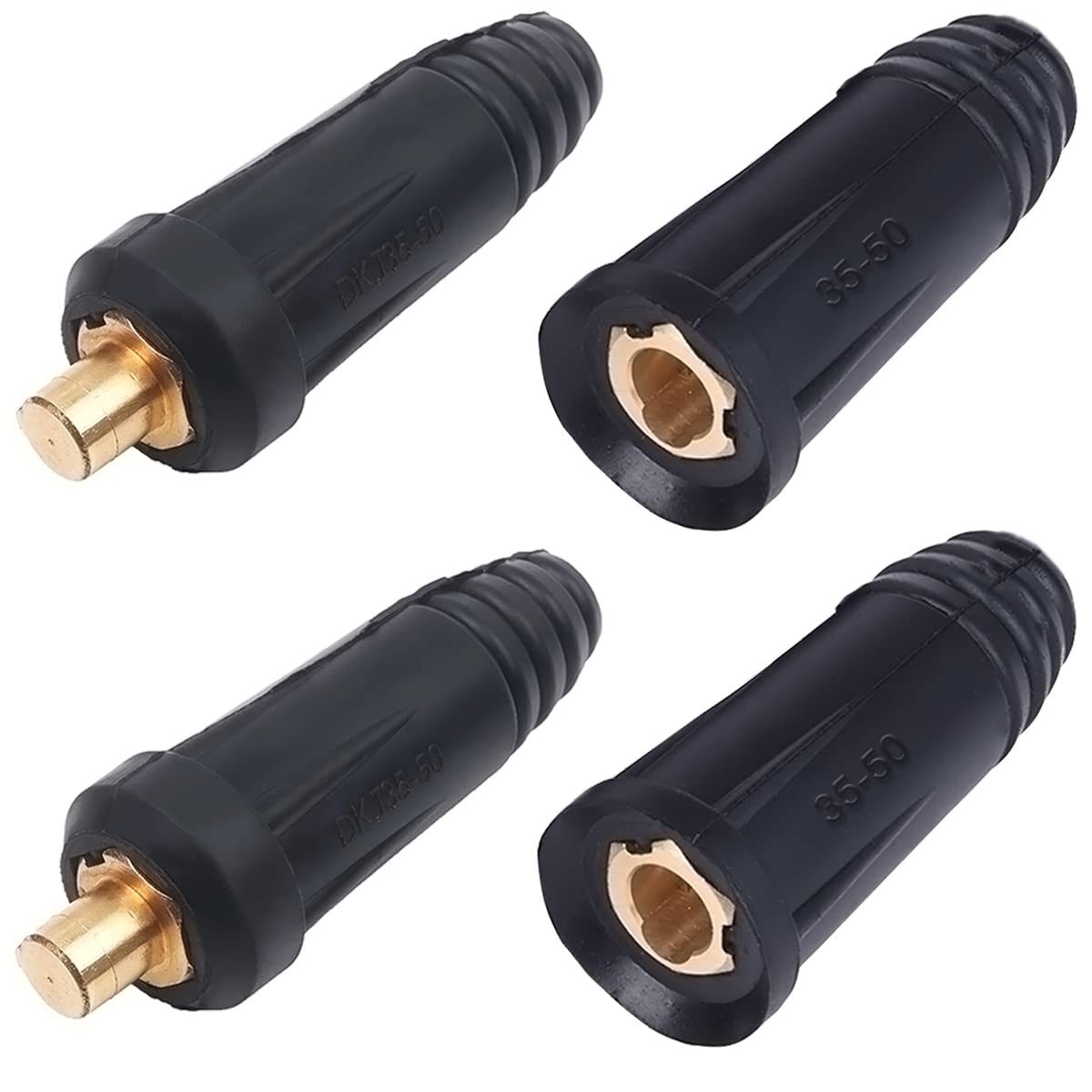 EATBALE Welding Cable Quick Connector Pair DINSE-Style 200Amp-300Amp (#4-#1) 35-50 SQ-MM for Welder Machine Accessories Male/Female 2 Set