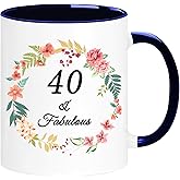 WOSIWULA 40th Birthday Mug, Turning 40 Year Old Gift, 1986 Vintage Coffee Cup, 40th Birthday Gift Idea for Her Women Mom Wife Aunt Sister Daughter Friends, Gift Box Packaging, 11oz