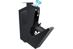 Dalmbox Mounted Fingerprint Gun Safe for Pistols, Auto Open Lid Biometric Pistol Safe, California DOJ Certified Quick Access Handgun Safe for Nightstand with Digital Keypad & 2 Emergency Keys Black