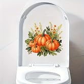 Fall Pumpkin Toilet Cover Stickers Autumn Flowers Pumpkins Toilet Lid Decals Thanksgiving Day Wall Sticker Self-Adhesive Waterproof Bathroom Harvest Festival Holiday Party Decoration Supplies