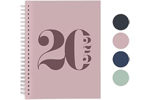 RILEYS & CO Rileys 2025 Weekly Planner - Typographic Annual & Monthly Agenda Planner, Flexible Cover, Notes Pages, Twin-Wire Binding (8 x 6 inch, Pink)