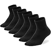 Womens Ankle Socks Full Cushioned Cotton Socks 6 Pairs Anti-blister Quarter Athletic Socks 7-10/10-13