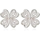 MYHAO Solid 925 Sterling Silver Flower Stud Earrings for Women Teens Flower Post Stud Earrings Spring Hypoallergenic