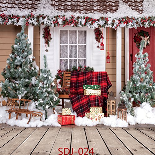 10x10ft Christmas Tree & Outdoor Snow Landscape Theme Pictorial Cloth Poly Fabric Photo Backdrops Customized Studio Background Studio Props SDJ-024 - Thumbnail 4