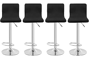 SONNACH Velvet Bar Stool Seat Covers, Square Barstool Covers Slipcovers,Counter Height Chair Covers (4, Black)