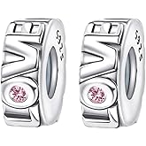 Doyafer 925 Sterling Silver Charms Love Heart Silicone Spacer Beads Set For Women'S Charms Bracelets 2 Per Pack