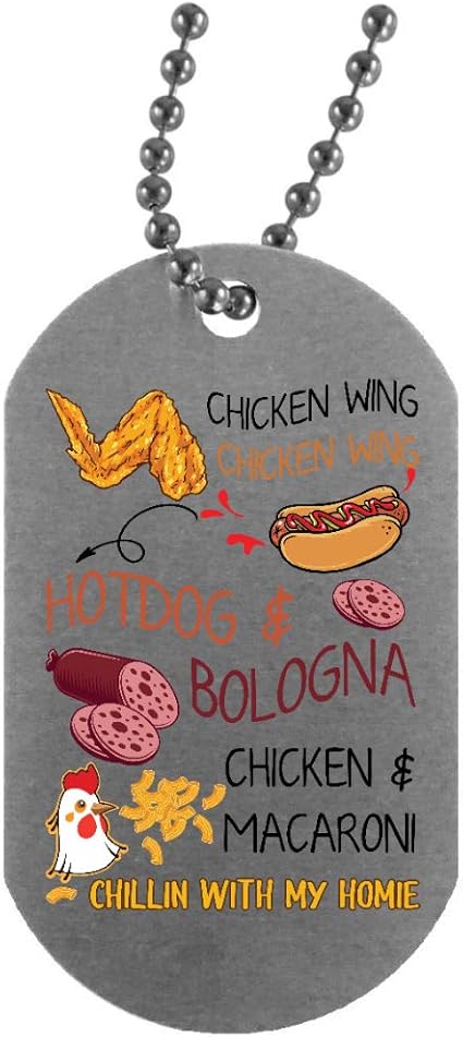 Amazon Com Morgan Schai Chicken Wing Chicken Wing Hot Dog Bologna Song Silver Dog Tag Pet Supplies