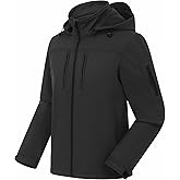 CREATMO US Men's Softshell Military Jacket With Removable Hood, Fleece Lined and Water Repellent Outdoor Reflective Coat