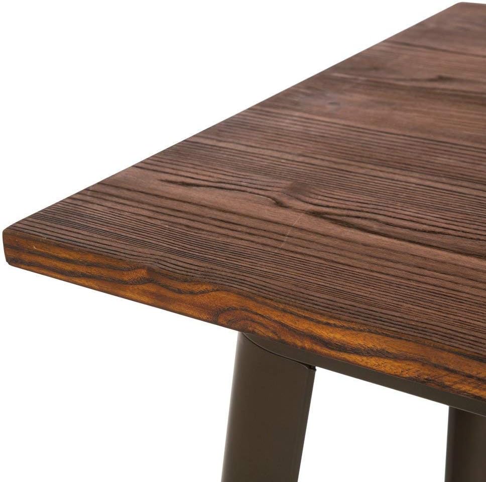 Glitzhome Modern Style Square High Heavy-Duty Metal Bar Table with Wooden Top Sturdy Frame Bistro Pub Table: Kitchen & Dining