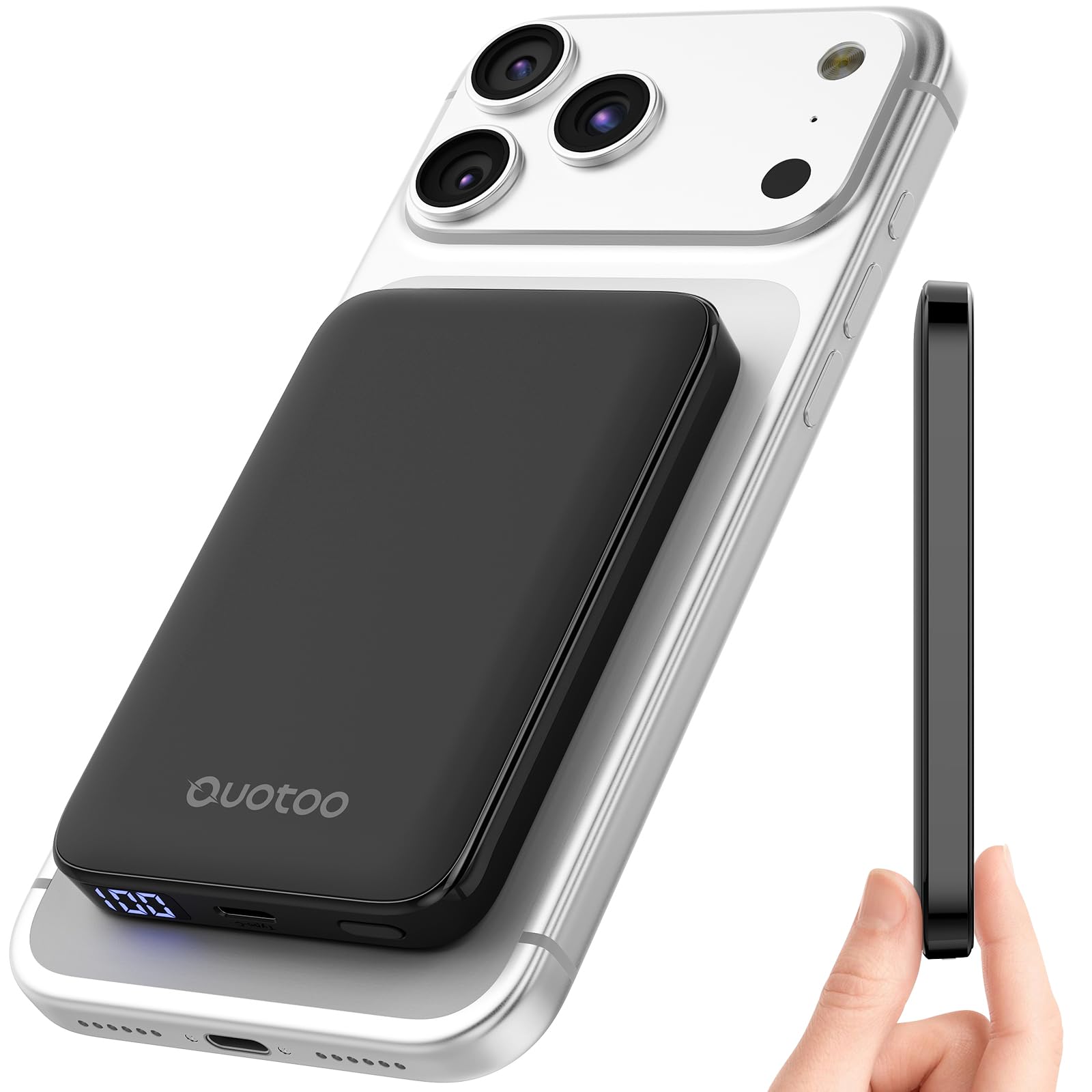 Ouotoo New for Magsafe Portable Charger,5000mAh Power Bank with Type-C 20W PD Fast Charging Travel, Lightweight and Slim, LED Display for Magsafe Battery Pack for iPhone 17/16/15/14/13/12 All Series