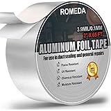 Aluminum Foil Tape, 2 inch x 65 Feet (3.9 mil), Insulation Adhesive Metal High Temperature Heavy Duty HVAC Tape, Silver for D