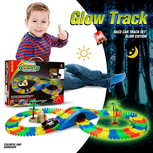Aole Race Tracks for Boys, Glow Up Race Car Track Toddler Racetrack
