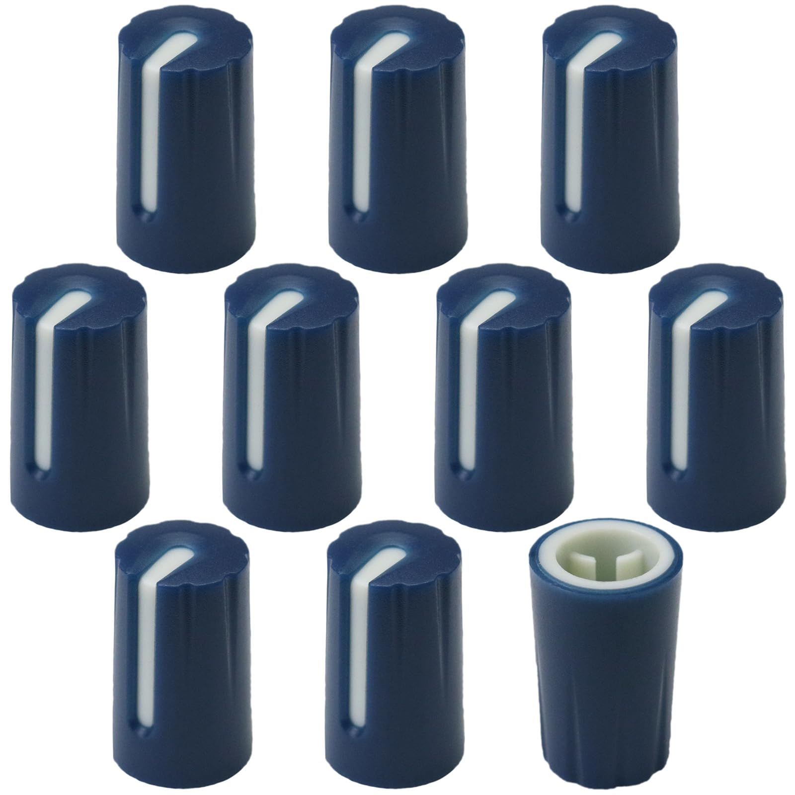 6mm D-Shaft Hole Slim Colour Body Control Knob with Recessed Position Indicator Pack of 10 (Dark Blue)