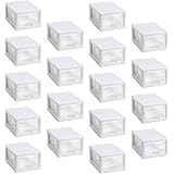 Sterilite6 Quart Stacking Storage Drawer, Stackable Plastic Bin Drawer to Organize Shoes in Home Closet, White with Clear Drawer, 18-Pack