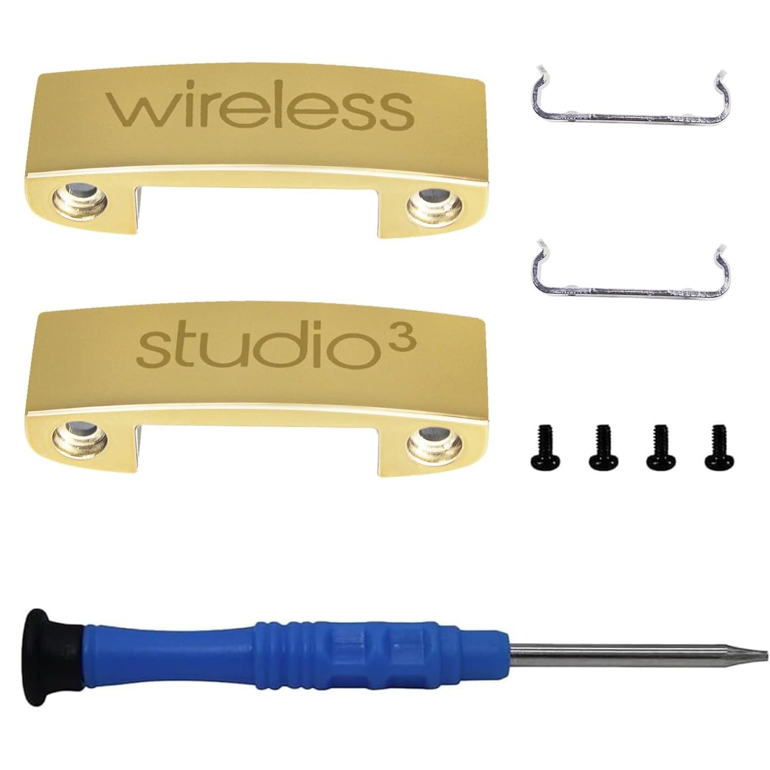 Aiivioll Replacement Headband Metal Folding Hinge Clip Cover Pin Repair Parts Set Compatible with Studio 3 Studio 3.0 Wireless Over-Ear Headphones (Gold)