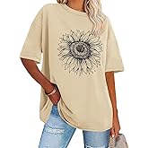 Womens Oversized Tshirt Graphic Tees Crew Neck Summer Short Sleeve Loose Fit Tops