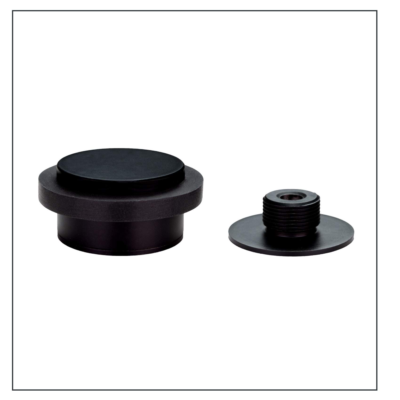 Photo 1 of EVI | Adhesive Doorstop | 1.37'' X 0.8'' | Threaded Base | Black Rubber | Stainless Steel | Black Lacquered | Includes Screw + Clamping Anchor | Mod. I-203