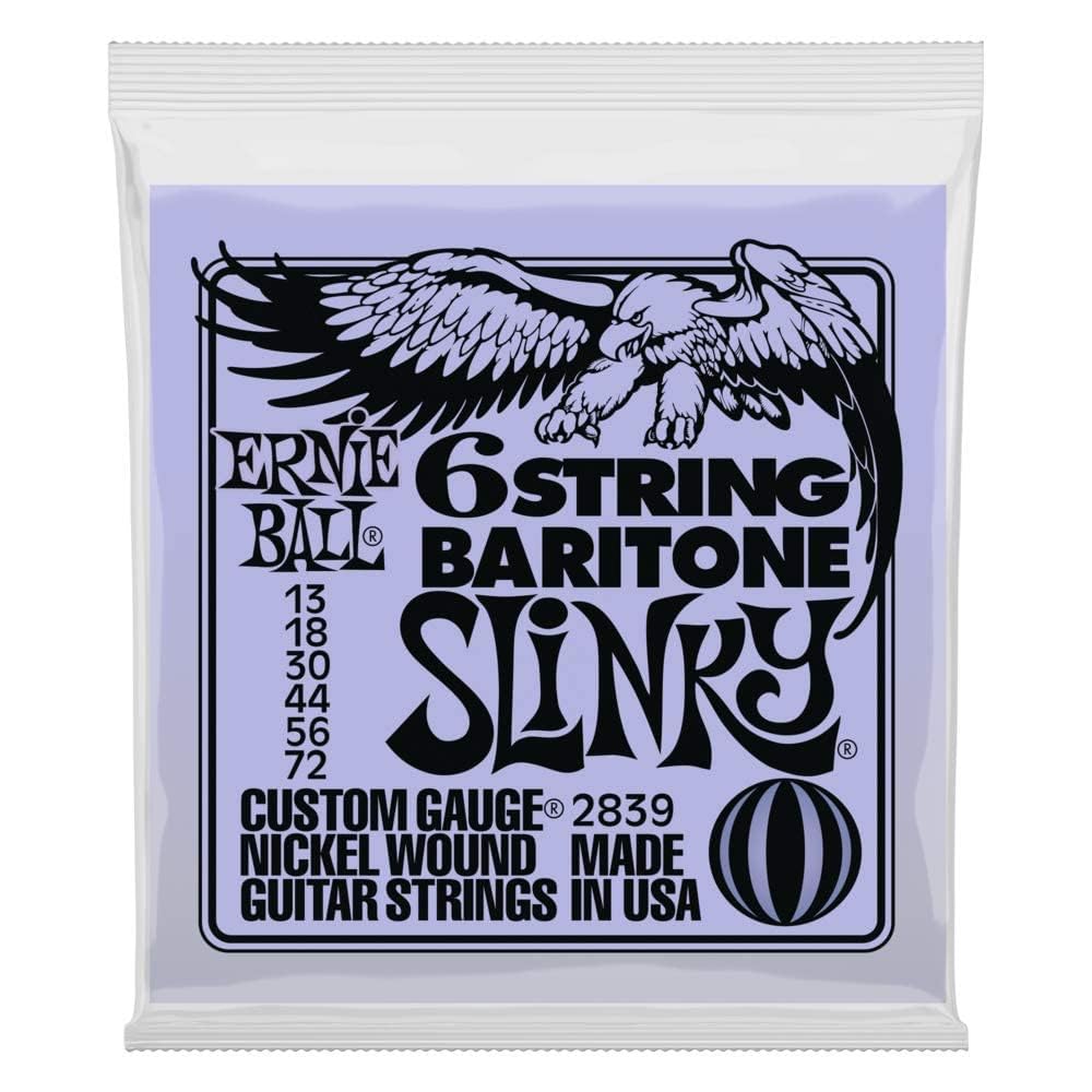 Photo 1 of Ernie Ball 6-String Baritone Slinky Nickel Wound Electric Guitar Strings, 13-72 Gauge (P02839)