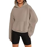 Micticsi Womens Sweatshirts Cropped Hoodies Fleece Long Sleeve Sweaters Pullover Tops Fall Winter Clothes With Pockets