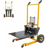 Foldable Hydraulic Material Lift Stacker, 450lbs 35.8" Max Lift, Portable Pallet Truck Dolly w/Swivel Casters, Adjustable Forks, Fork Lift Table Cart, Pallet Jacks &amp; Trucks for Warehouse, Shop