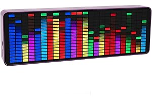 Music Spectrum Display, 20 Dynamic 7 Color Music Spectrum Pickup Meter with Clock for Musicians and Audio Enthusiasts