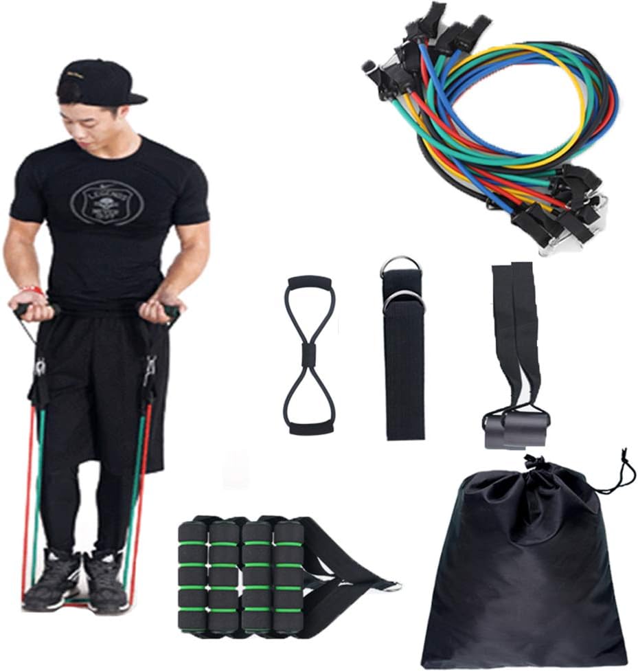 JUYHTY Pull Rope Set, 20 Pieces Of Multi-Functional Chest Muscle Fitness Equipment, Men And Women Training Leg Sports Elastic Band Elastic Rope,Black