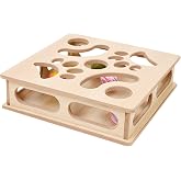 DI BI GRAMAS Natural Wood Cat Interactive Box Puzzle Hunting Exercise Toy